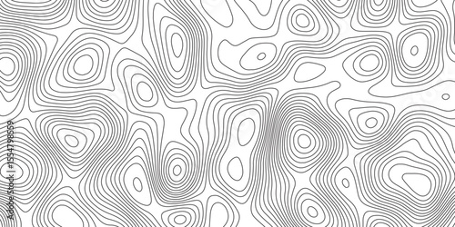 Abstract topographic contours map background. Topographic map and landscape terrain texture grid. Modern design with White background with topographic wavy pattern design. Black-white background