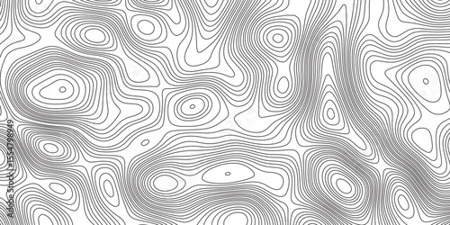 Abstract topographic contours map background. Topographic map and landscape terrain texture grid. Modern design with White background with topographic wavy pattern design. Black-white background