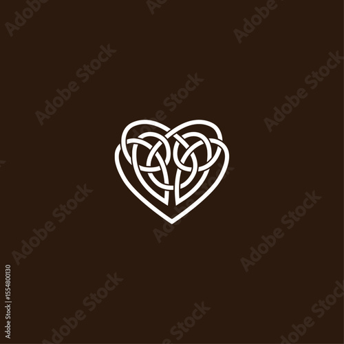 Heart celtic knot logo icon flat vector design
