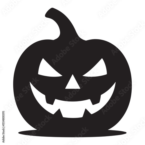 Spooky Pumpkin Silhouette with Glowing Eyes and Grin