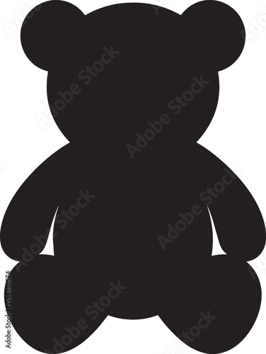 Teddy Bear Silhouette Vector – Cute Sitting Toy Illustration Isolated on White Background