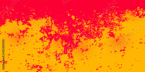 Yellow and red abstract grunge background with halftone style.