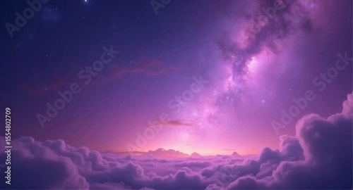 Golden sunlight illuminates a beautiful blue sky and cloudscape