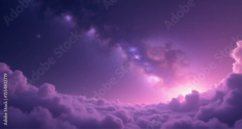 Blue sky with sun and dramatic clouds creating a beautiful cloudscape