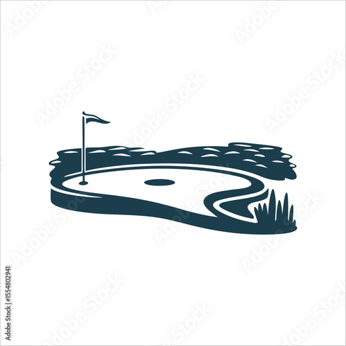Golf Putting Green Vector Illustration Putting Green Smooth curve with a hole
