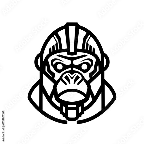 Abstract Geometric Gorilla Head Silhouette