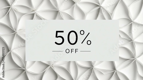 50% Off promotion with 3D folded paper pattern
