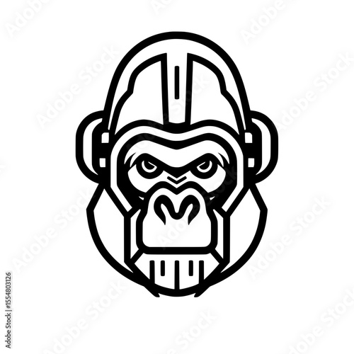 Abstract Geometric Gorilla Head Silhouette