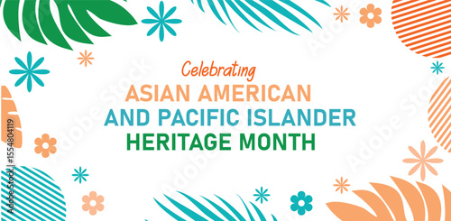 Asian American, Pacific Islander Heritage month vector banner with oriental wave pattern background  AAPI celebration.