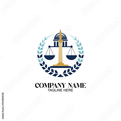 Justice emblem: A symbolic representation of justice and law, featuring a balanced scale within a laurel wreath, an emblem of fairness and order. 