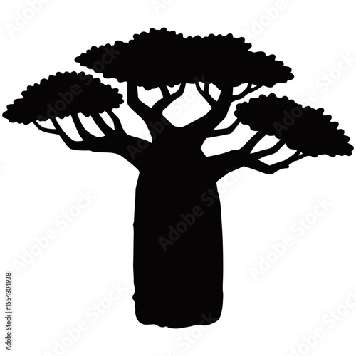 Baobab Tree Silhouette, A striking silhouette of a majestic baobab tree, its iconic form a testament to the enduring beauty of the African landscape.