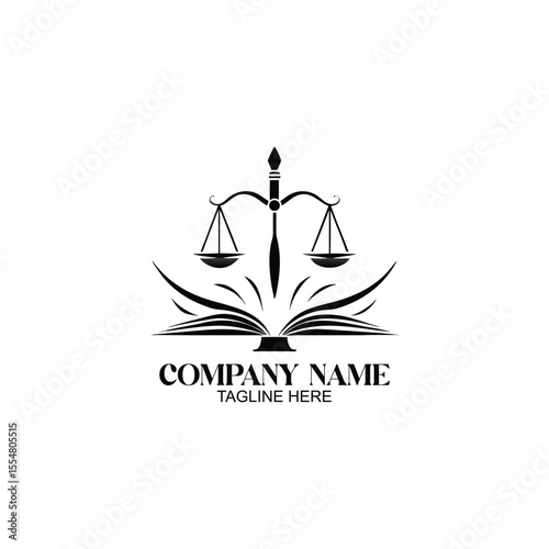 Law and Justice Symbol: A timeless emblem of justice and legal principles, featuring the scales of justice atop an open book, symbolizing the foundations of law and order.