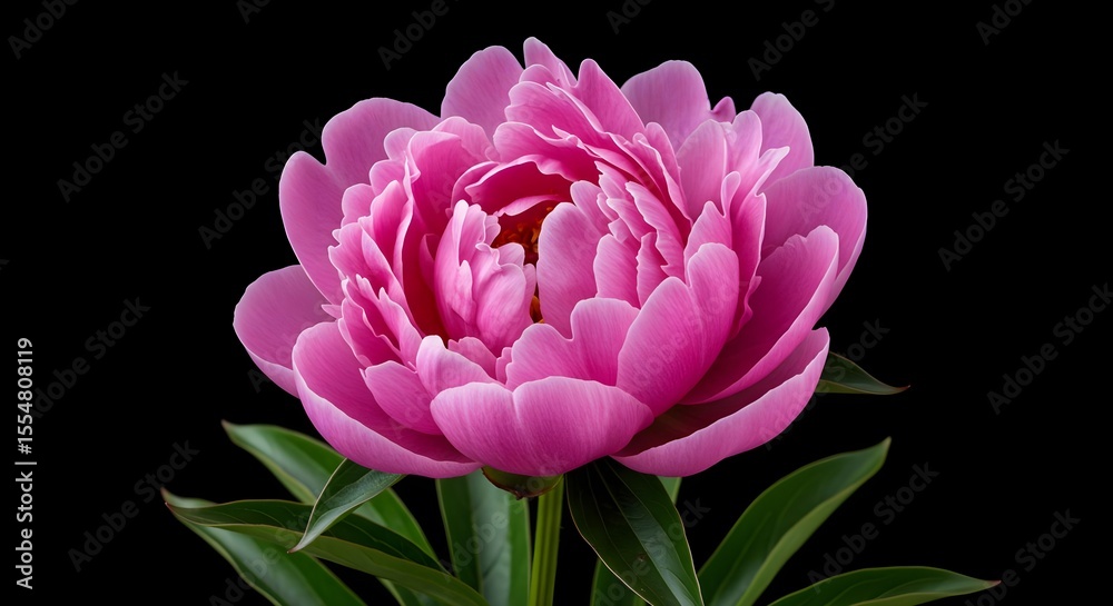 Fototapeta premium Peony, Pink peony, Pink flower, Pink Peony Flower on Black Background