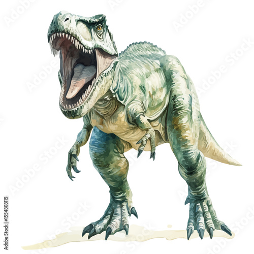 watercolor vector of Giganotosaurus, isolated on a white background.