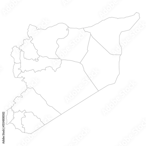 Syria map divided regions. Map of Syria regions in white color