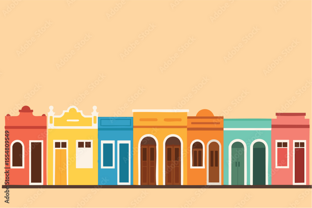 Nordeste House Row | Fileira de Casas Coloridas Nordestinas