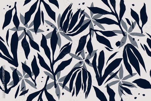 Organic abstract flowers shapes floral pattern. seamless pattern. botanical background. modern boho style. Natural plants leaves prints artwork wallpaper. Vintage spring