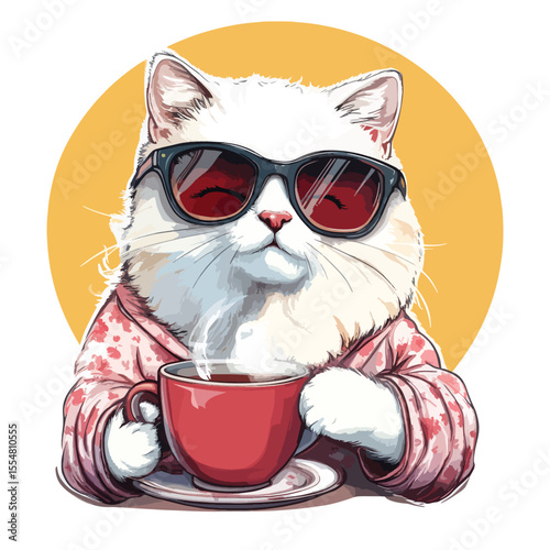  White Cat Dressed in Street Style