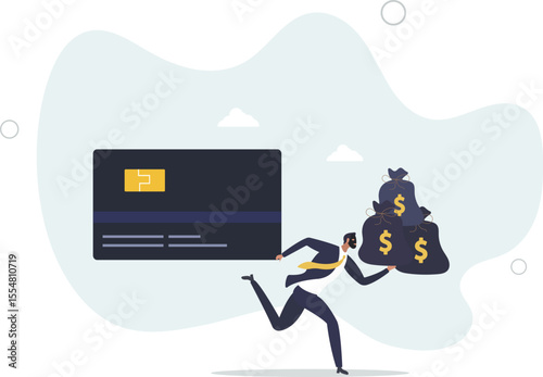 Credit card online hacking, online hacking or financial robbery concept. character life .