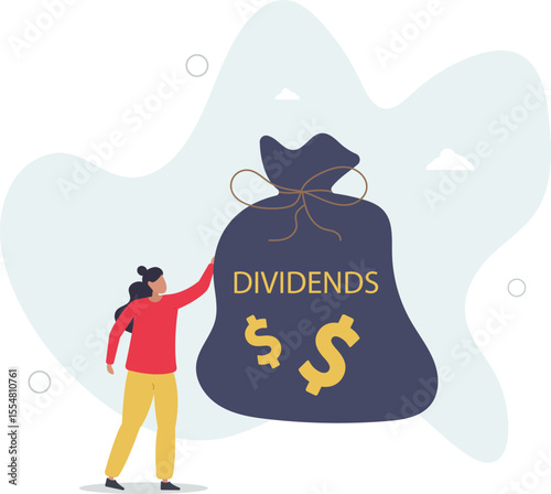 Dividend stocks, public company payback profit in stock market, return or profit from investment concept. character life .