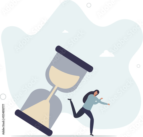 Project deadline, running out of time or time management concept. character life .