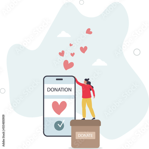 Hand holding donation box . charity concept. character life .