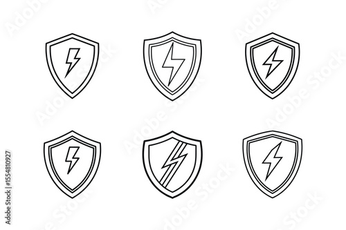 energy shield line art vector illustration
