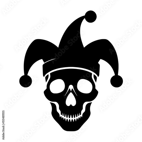 Evil Clown Skull Jester Hat Dark Symbol Black