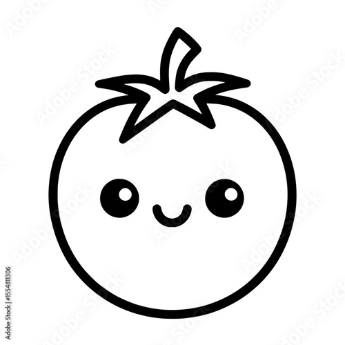 Cute Cartoon Tomato with Smiling Face