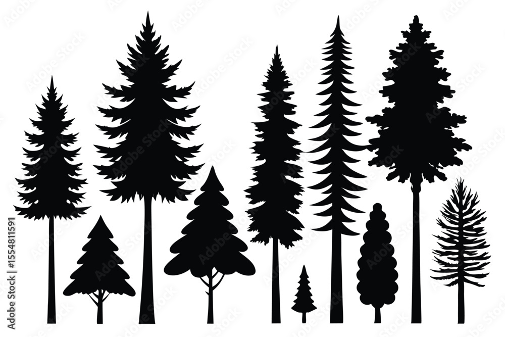 Obraz premium set of silhouettes of trees