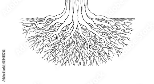 A Series for Alleviating Sadness and Treating Depression :
Strong Intertwined Tree Roots: Line Art for Stability, Growth, and Grounding