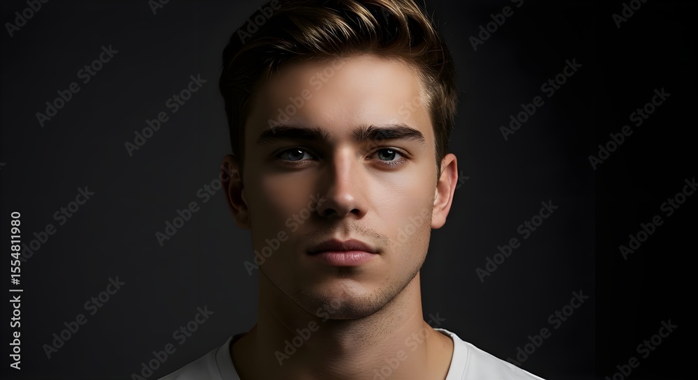 Naklejka premium Man, Young man, Male, Portrait of a Young Man with Intense Gaze
