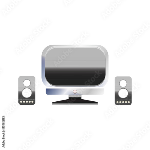 Monitor And Speaker Flatted Icon