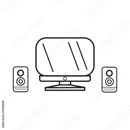 Monitor and Speaker Line Icon