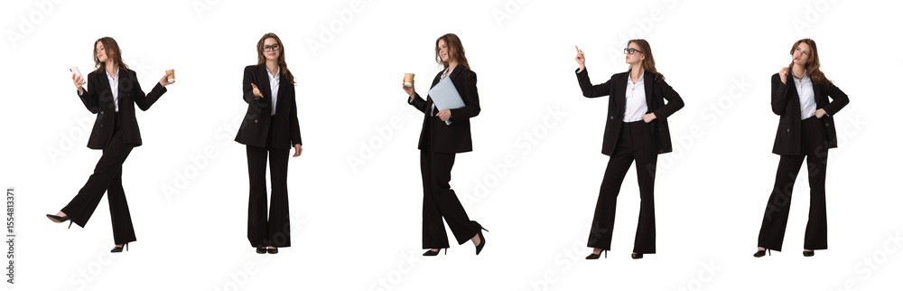 Young Professional Woman in Various Business Poses isolated on white background Young Professional Woman in Various Business Poses isolated on white background