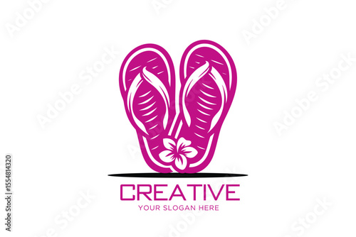 Beautiful Beach Slipper Logo Design. Beach Sandal for Ladies Logo Design.