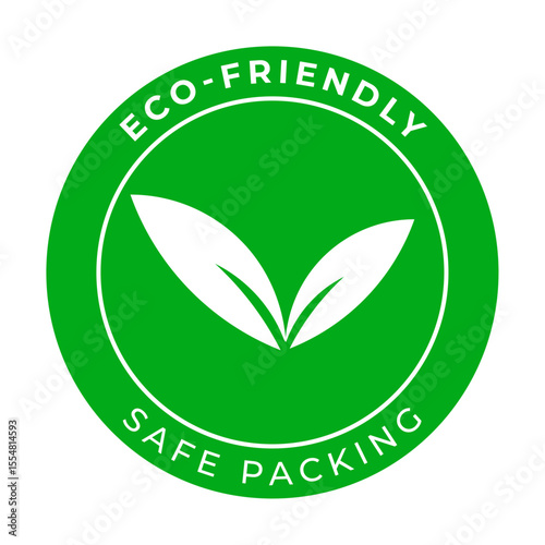 Eco Friendly Safe Packing Product Label Vector Illustration
