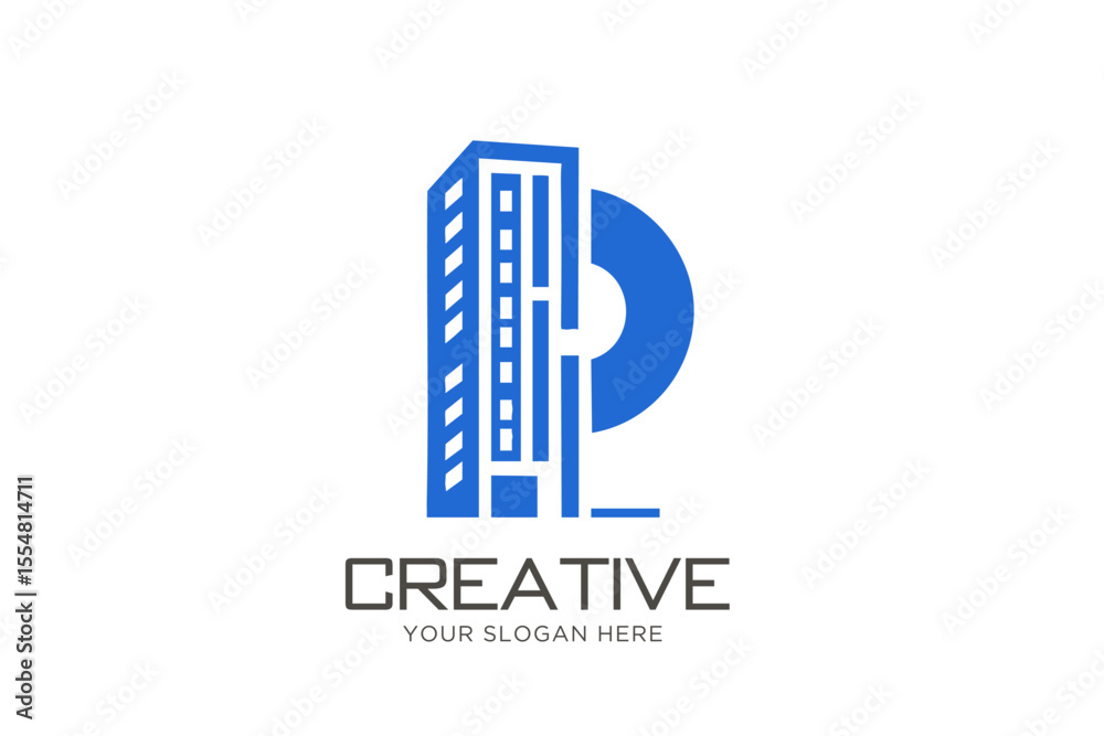 Letter P with Buildings. Best Real Estate Logo Design. Letter P with Buildings. Best Real Estate Logo Design.