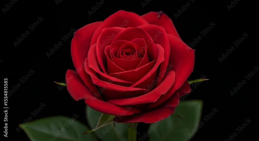Fototapeta premium Red rose, Rose, Flower, Single Red Rose on Black Background