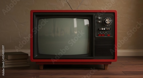 Vintage television, Retro tv, Old tv, Vintage Red Television Set in Retro Interior
