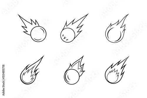 fireball line art vector illustration