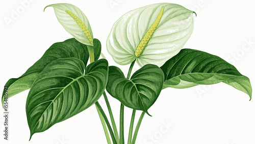 Lustrous Longevity Auspicious plants Anthurium Flamingo Flower isolated watercolor vector illustration svg