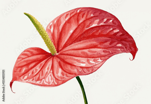 Pink Prosperity Bloom Auspicious plants Anthurium Flamingo Flower isolated watercolor vector illustration svg