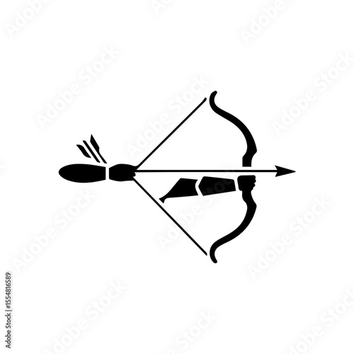 Archer Figure Silhouette With Strong Bow Tension