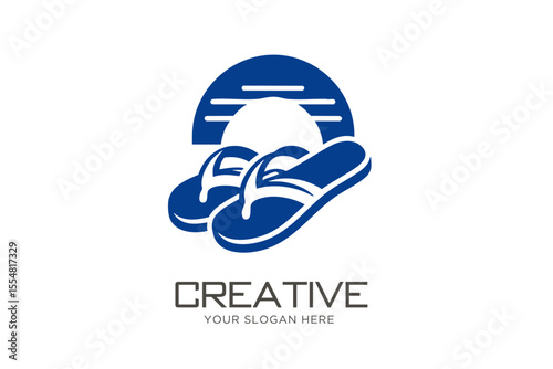 Cool Beach Slipper Logo Design. Perfect Beach Sandal for Slipper Brands.