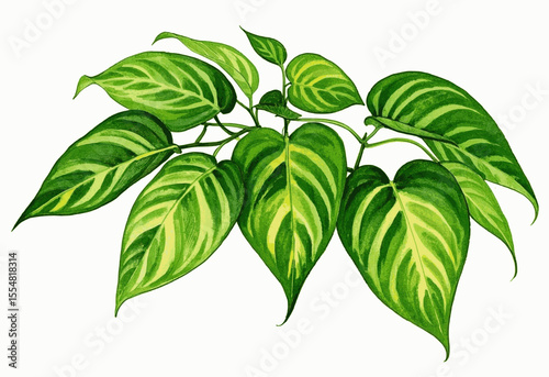 Fortune's Living Trail Auspicious plants Devil's Ivy isolated watercolor vector illustration svg