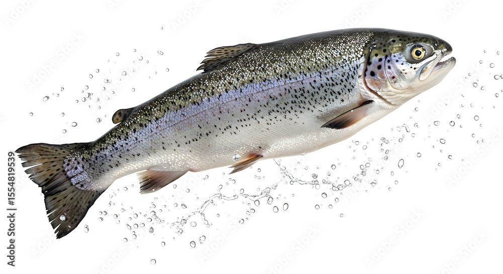 Obraz premium Rainbow trout, Trout, Fish, Fresh Rainbow Trout Leaping from Water