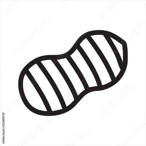 Peanut Icon Outline Style Black and White Vector Nut Symbol