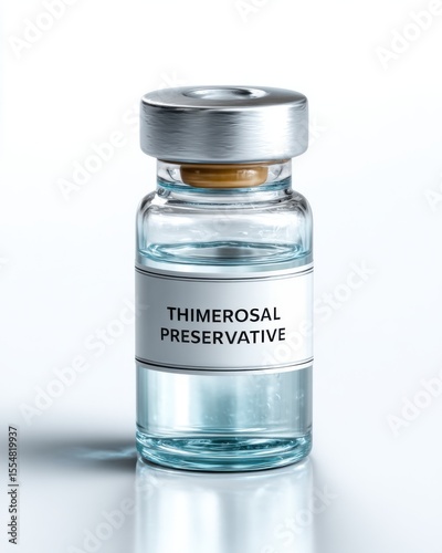 A clear glass vial labeled 