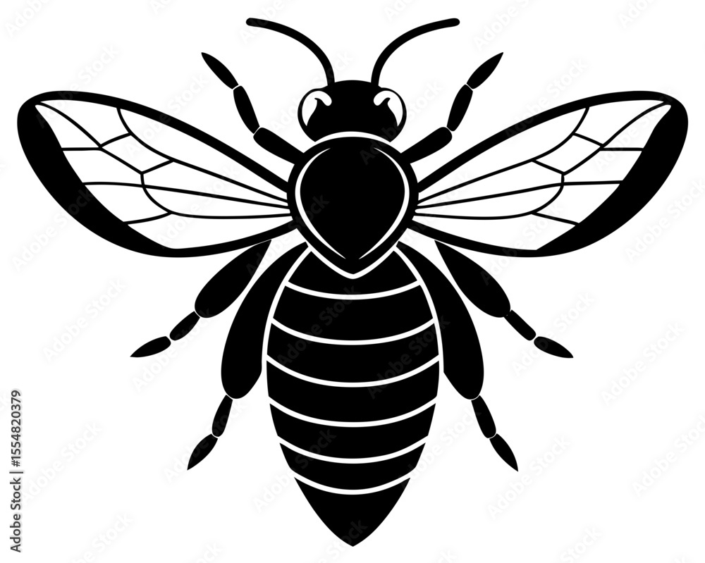 Fototapeta premium Black Bee Silhouette Icon, Vector Illustration EPS 10, Insect Symbol